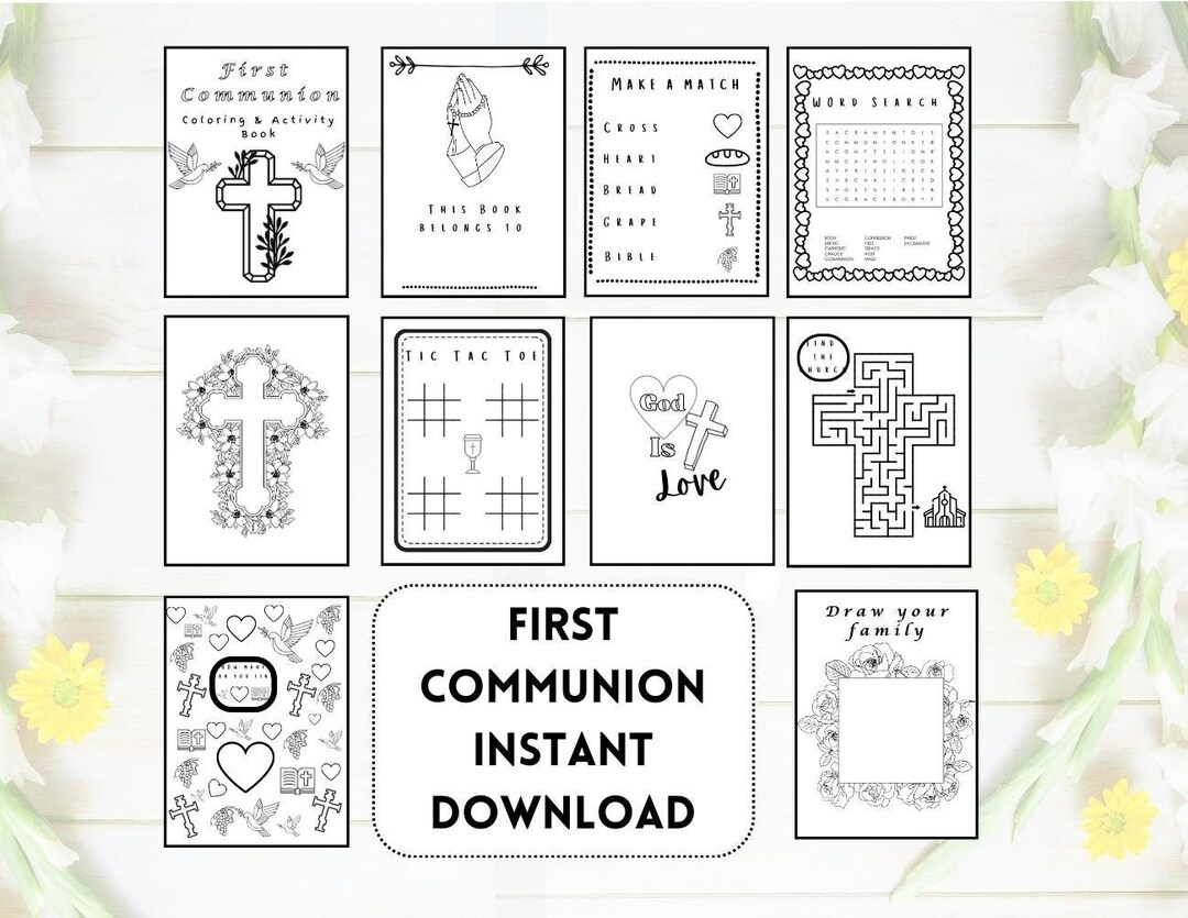 First Communion Activity Book Coloring Pages, Communion Favors, Christening Day, First Communion Favors,1St Holy Communion Coloring For Kids - Etsy pertaining to Free Printable First Communion Worksheets