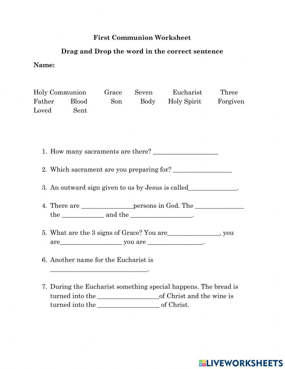 First Communion Worksheet | Live Worksheets - Worksheets Library with regard to Free Printable First Communion Worksheets