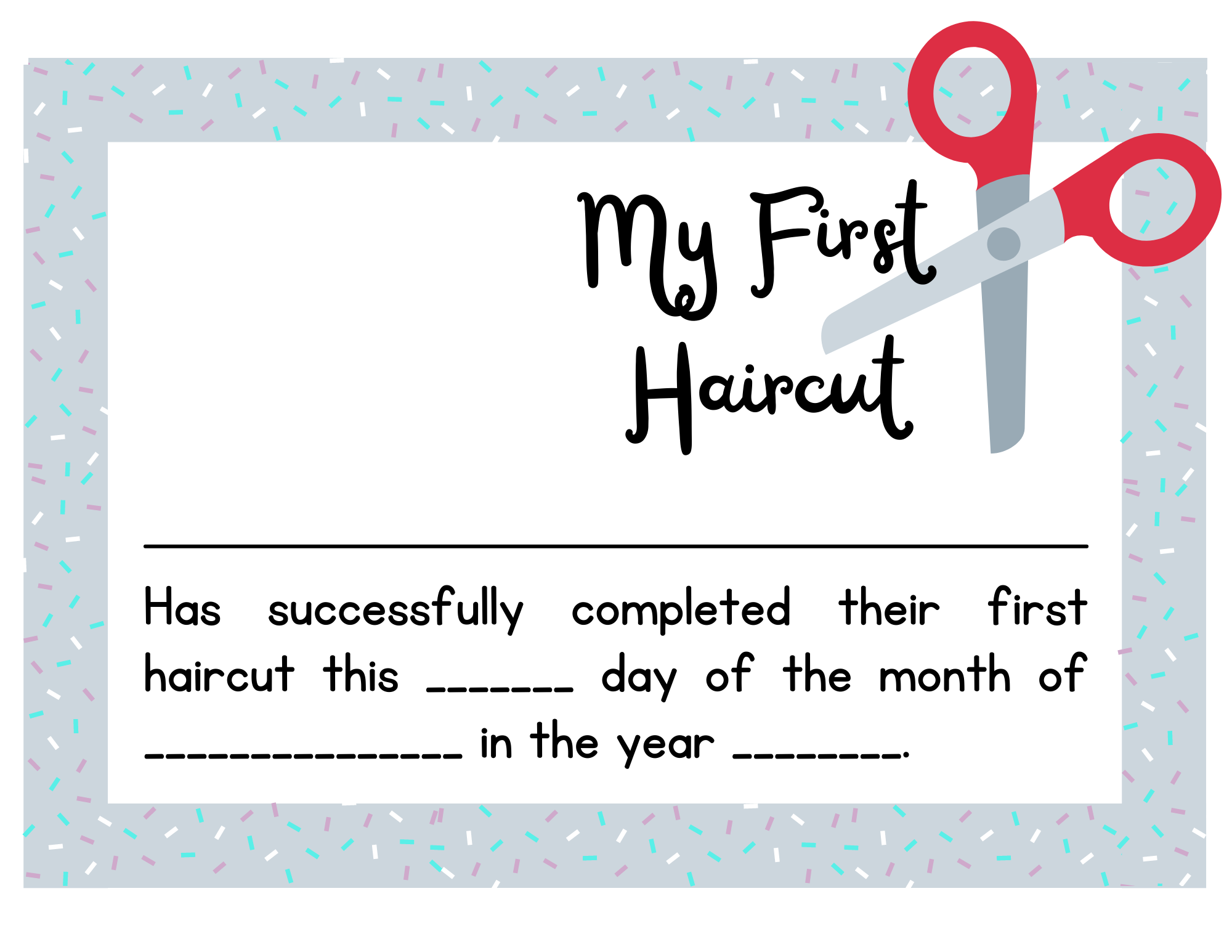 First Haircut + Free First Haircut Certificate Printable with Free Printable First Haircut Certificate