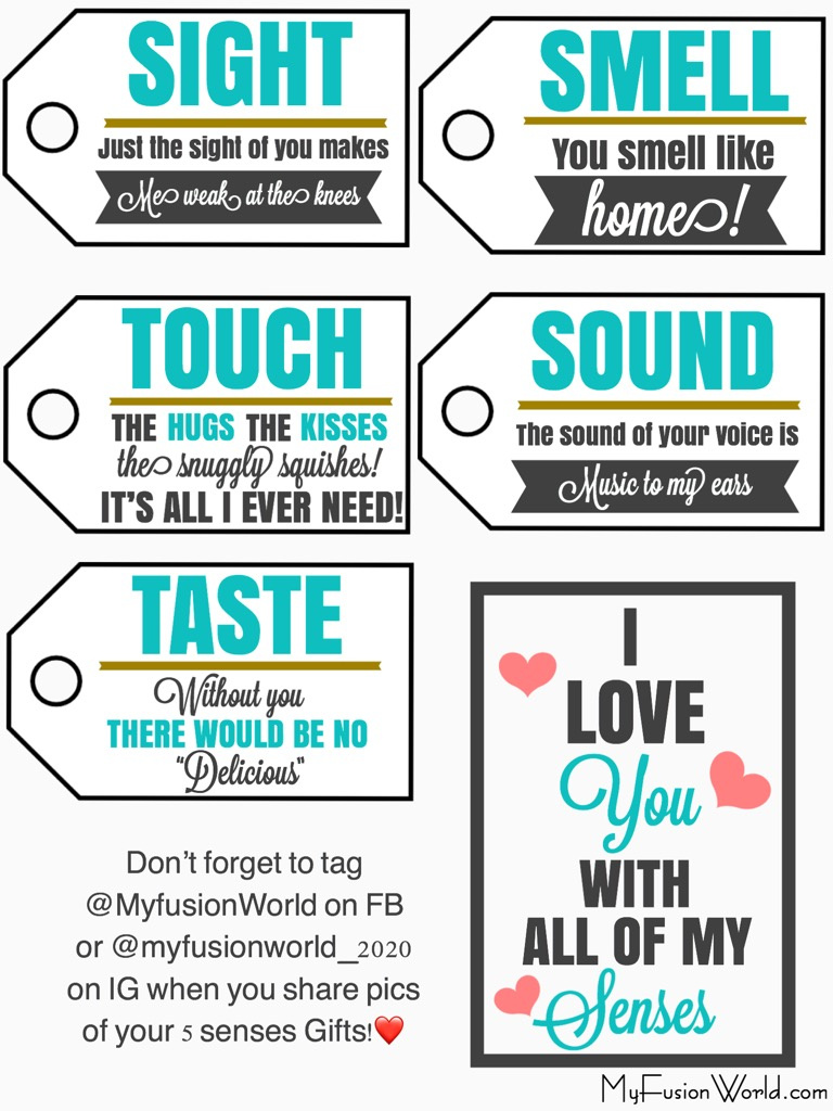 Five Senses Gift Tags Free Printable in 5 Senses Gift Tags Printable Free