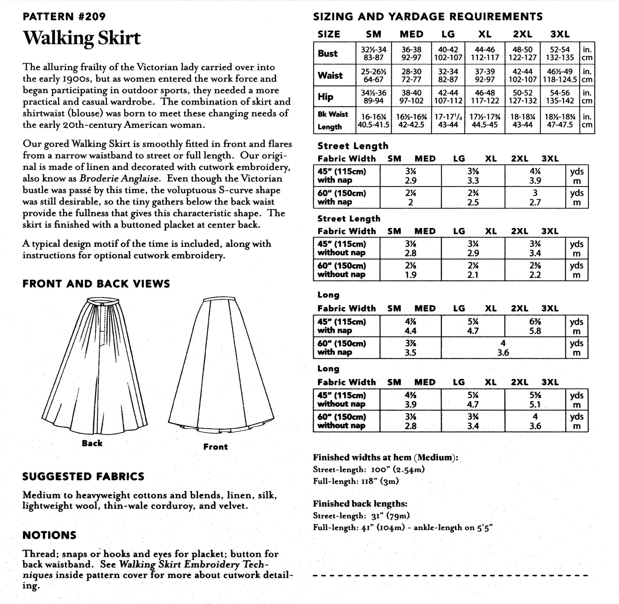 Folkwear Victorian Edwardian Walking Skirt In 2 Lengths Sewing inside Printable Victorian Walking Skirt Pattern Free