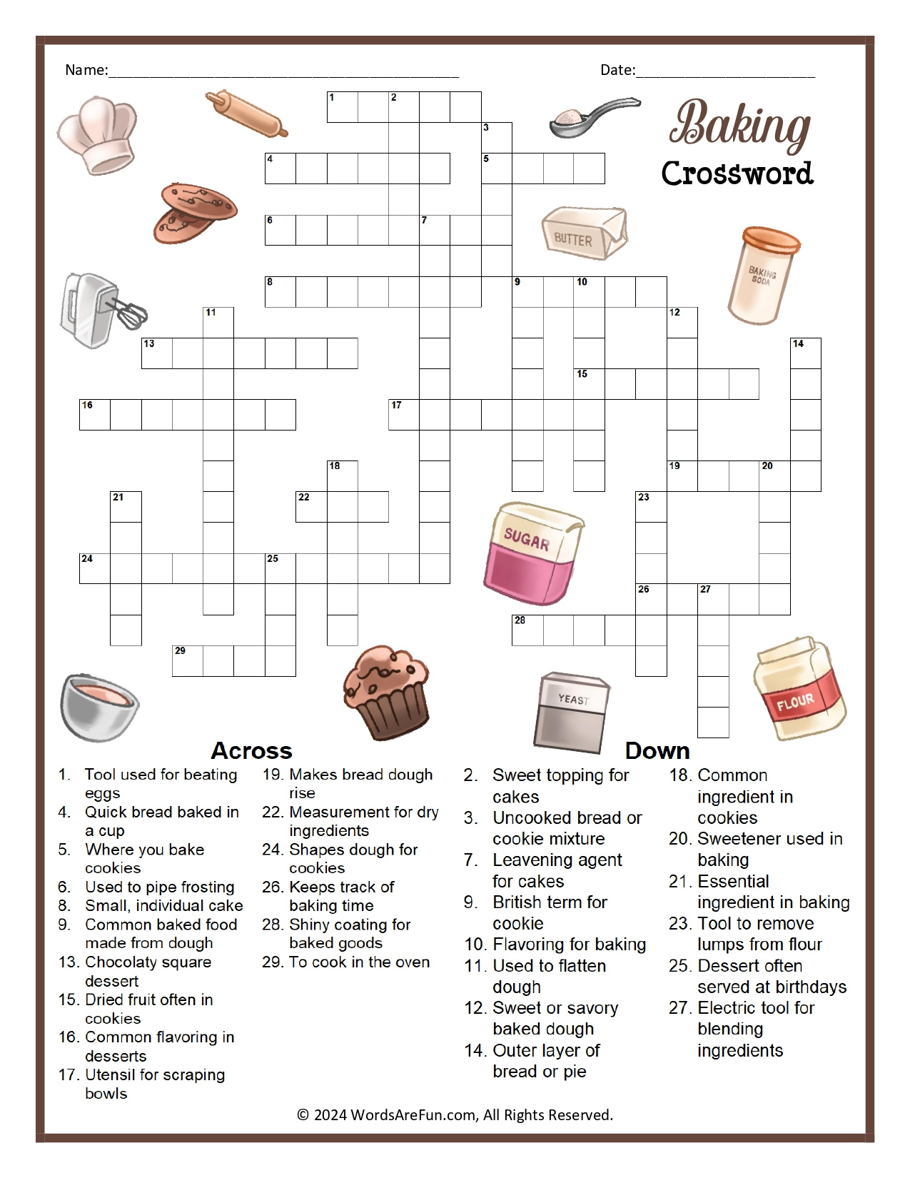 Food Crossword Puzzles for Food Crossword Puzzles Printable