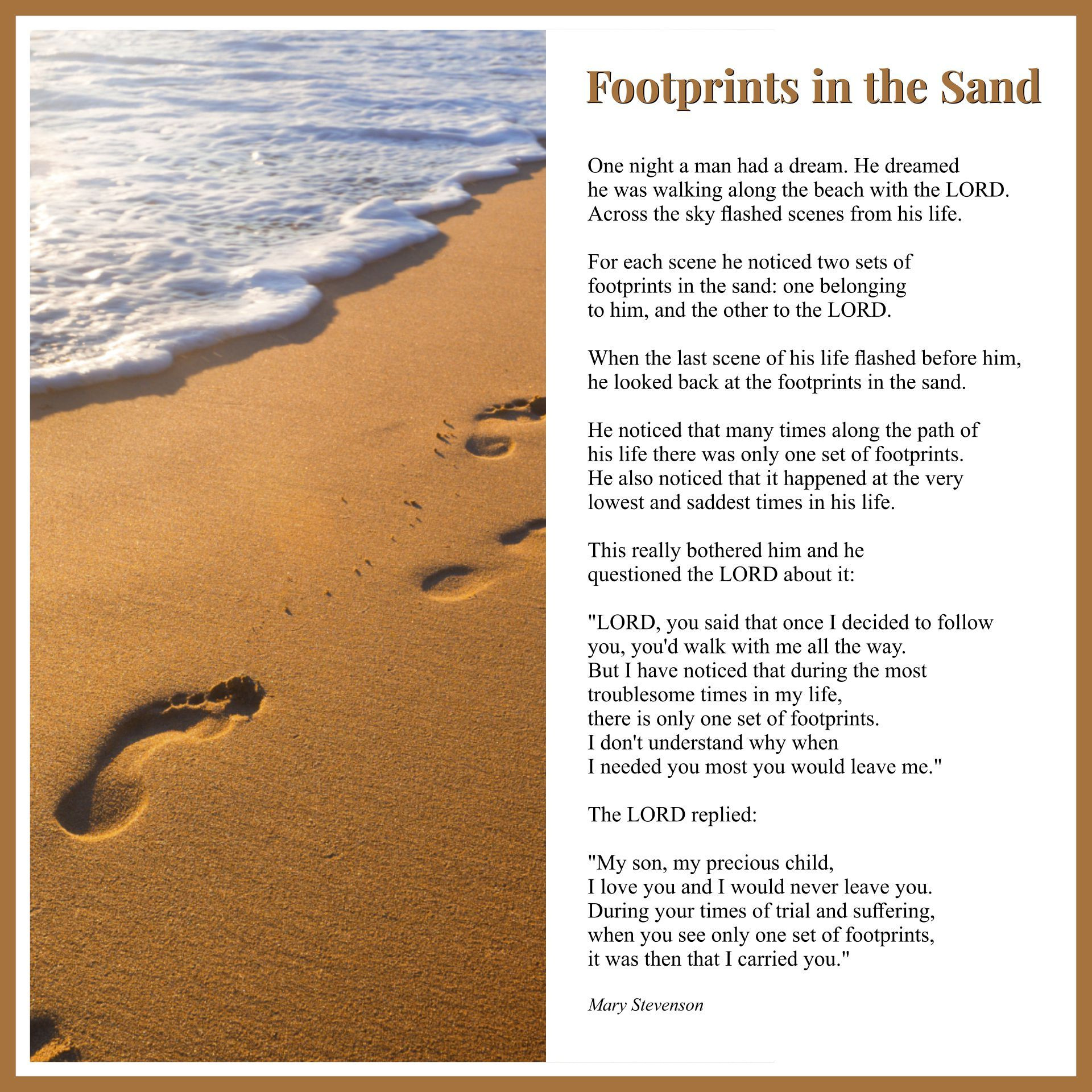 Footprints In The Sand - 10 Free Pdf Printables | Printablee for Free Printable &amp;amp;#039;Footprints in the Sand&amp;amp;#039; Poem