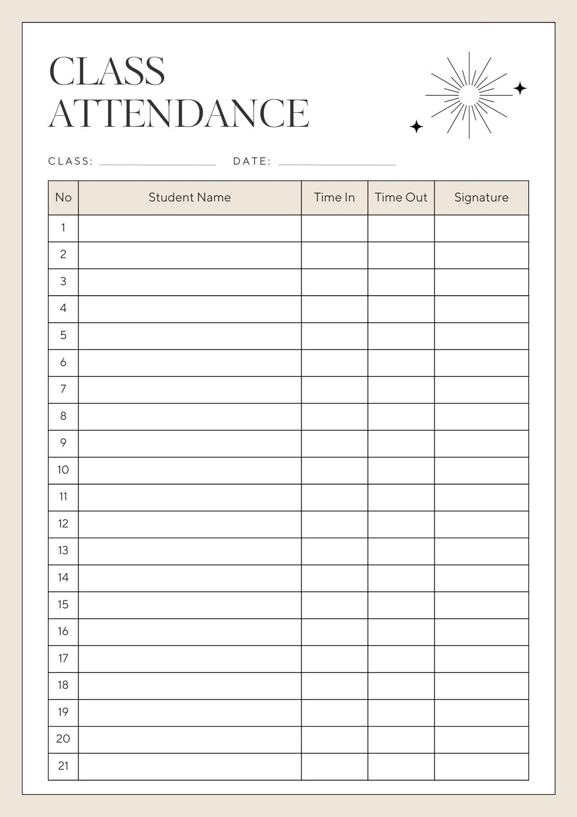 Free And Customizable Attendance Templates within Free Printable Attendance Sheet For Teachers