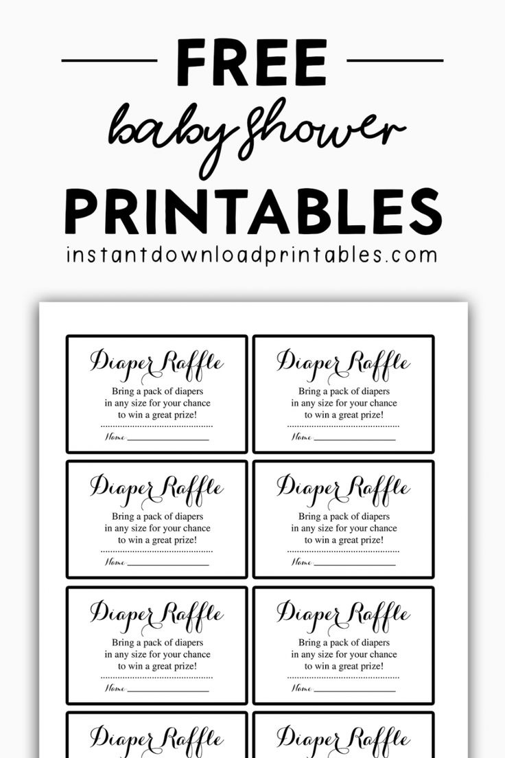 Free Baby Shower Black And White Printables - Instant Download for Diaper Raffle Template Free Printable