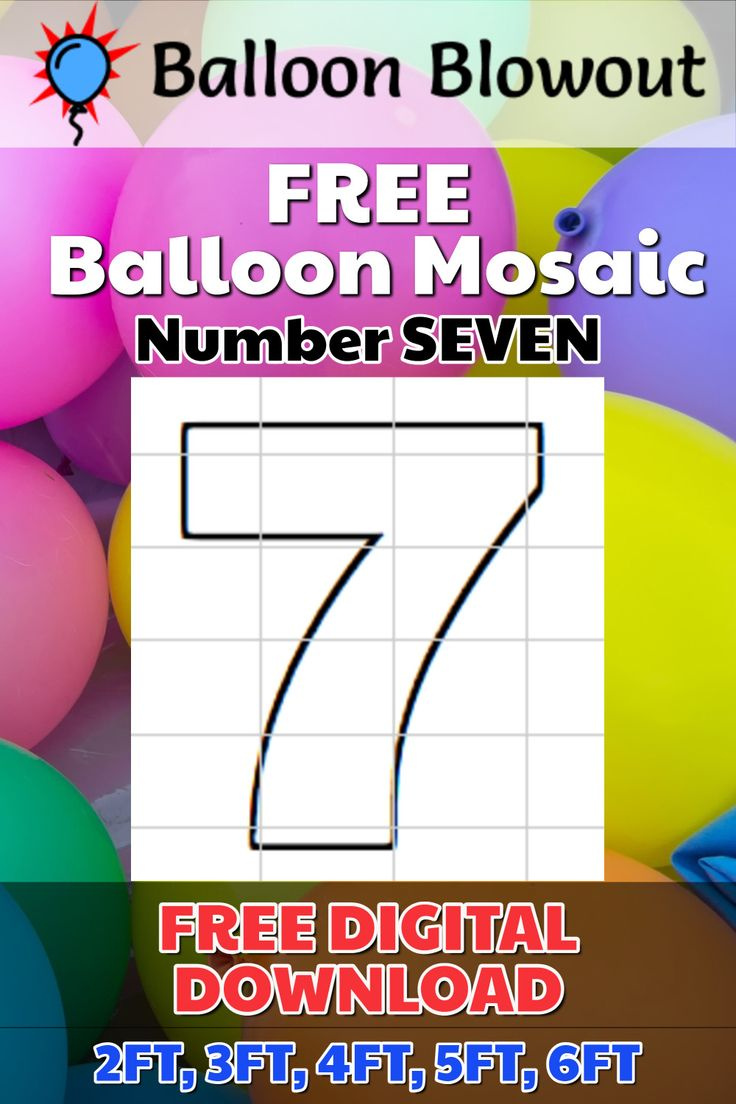 Free Balloon Mosaic Number 7 Template - Diy Printable Kit regarding Printable Free Balloon Mosaic Template