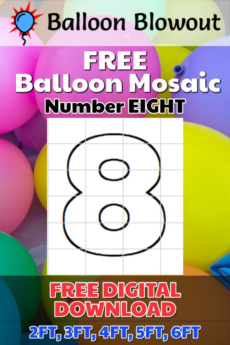 Free Balloon Mosaic Number 8 Eight Template Frame Kit Pdf Large inside Printable Free Balloon Mosaic Template