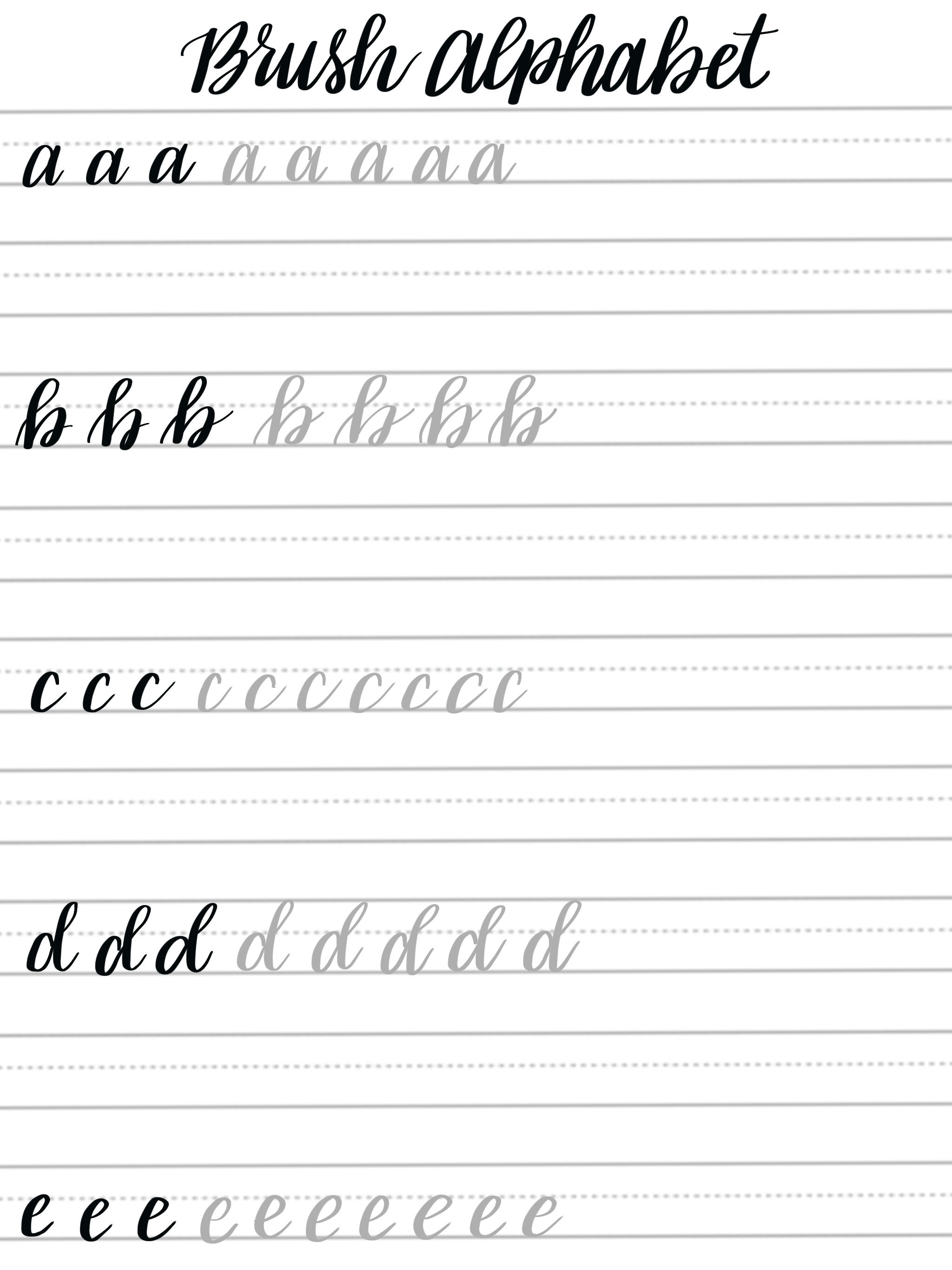 Free Brush Lettering Practice Sheets: Lowercase Alphabet - with regard to Printable Calligraphy Practice Sheets Free Download