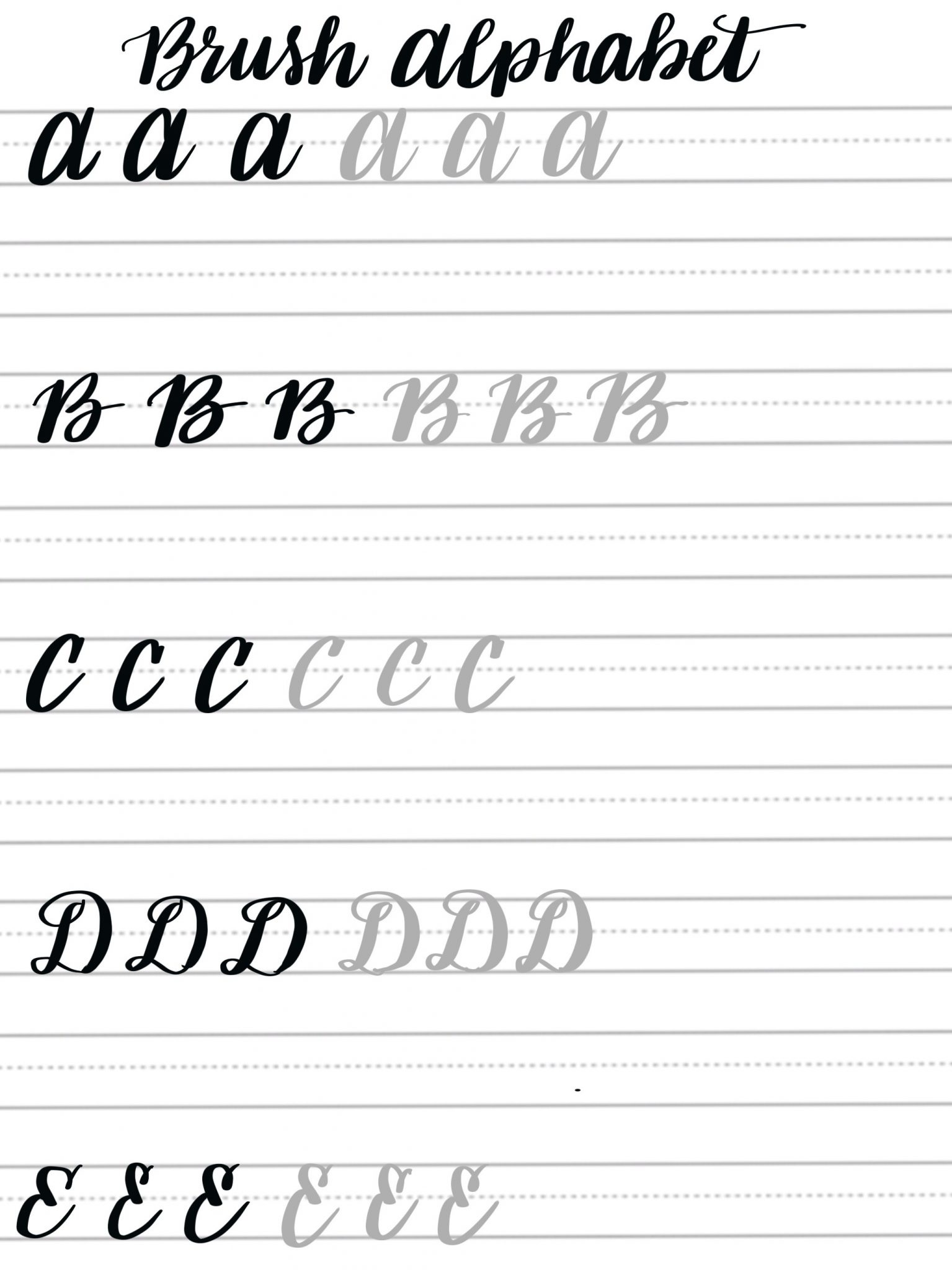 Free Brush Lettering Practice Sheets: Uppercase Alphabet - Amy regarding Brush Lettering Practice Sheets Printable Free