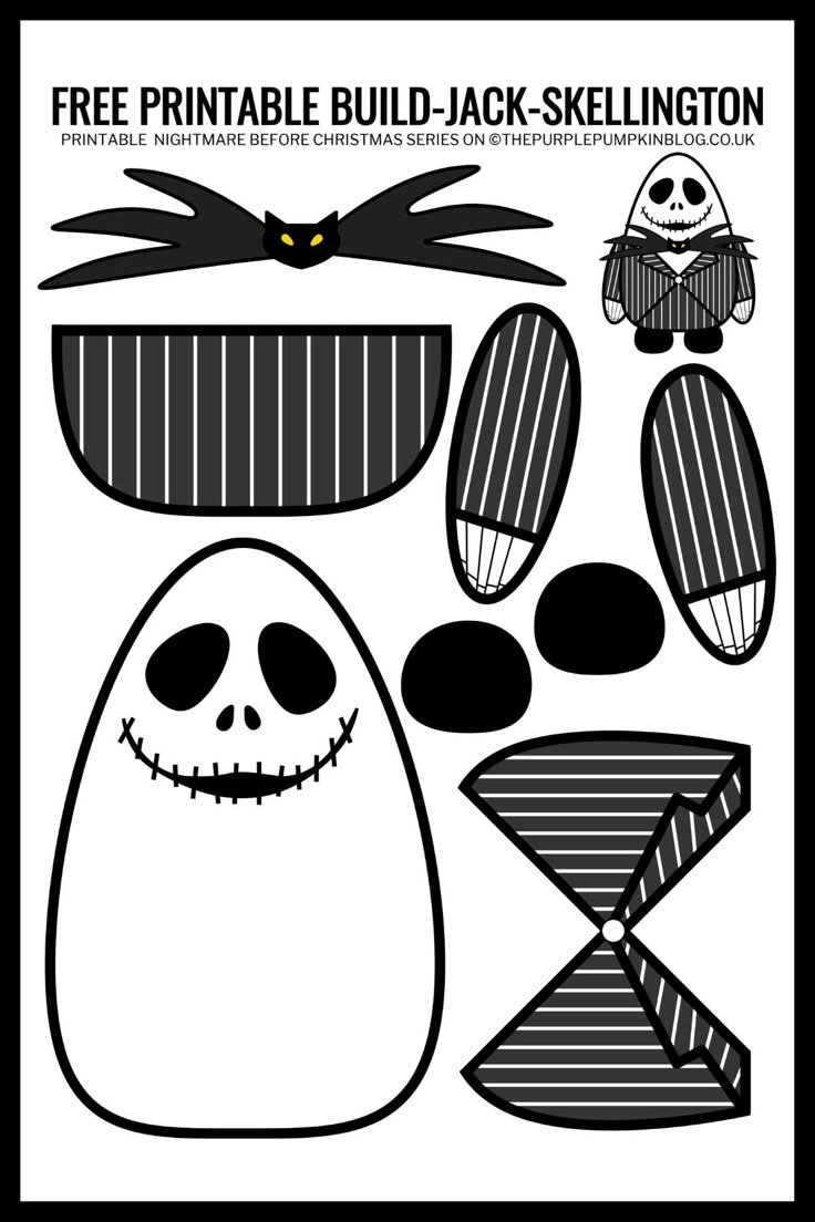 Free Build Jack Skellington Printable For Halloween &amp;amp; Christmas! pertaining to Jack Skellington Stencil Free Printable