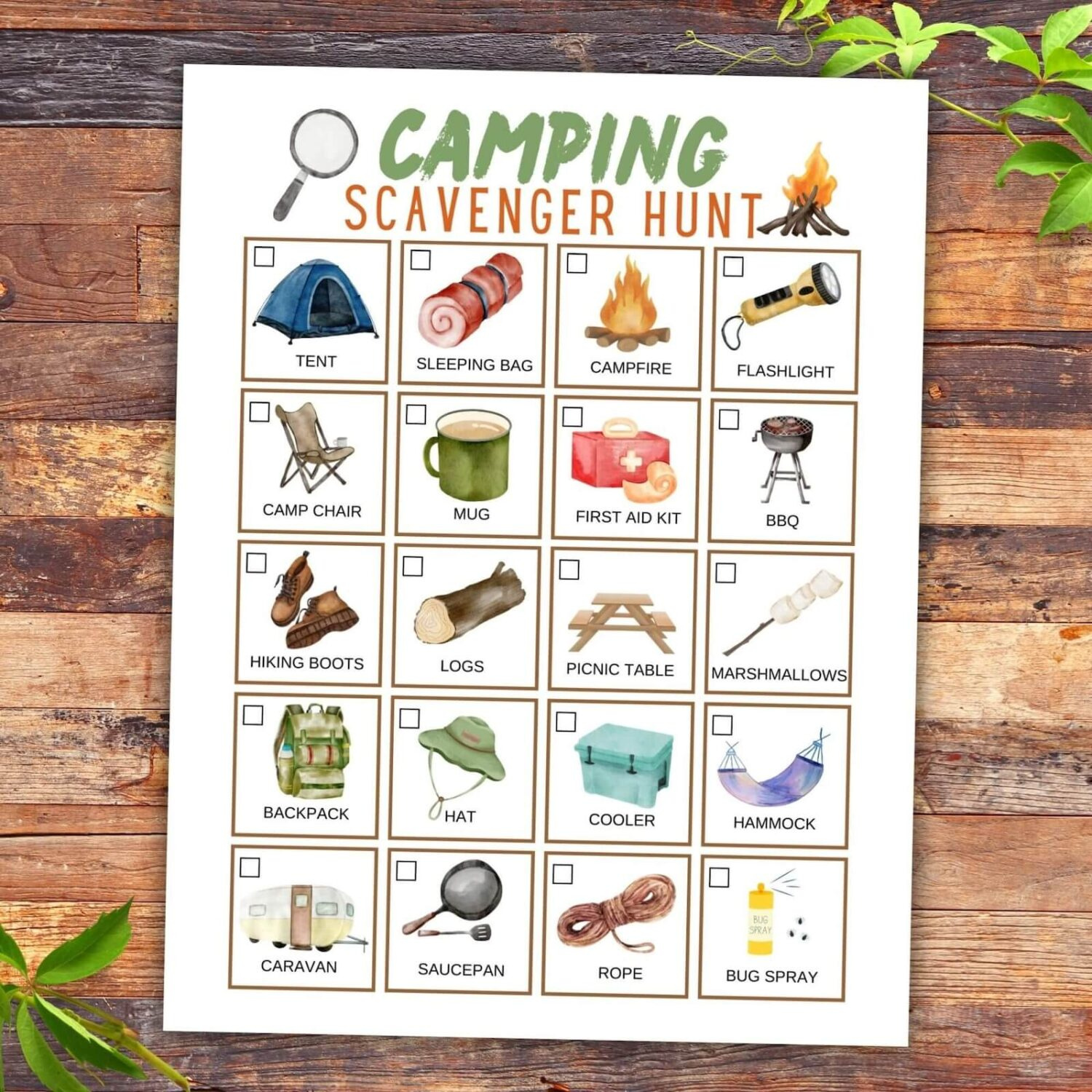 Free Camping Scavenger Hunt Printable throughout Free Camping Scavenger Hunt Printable