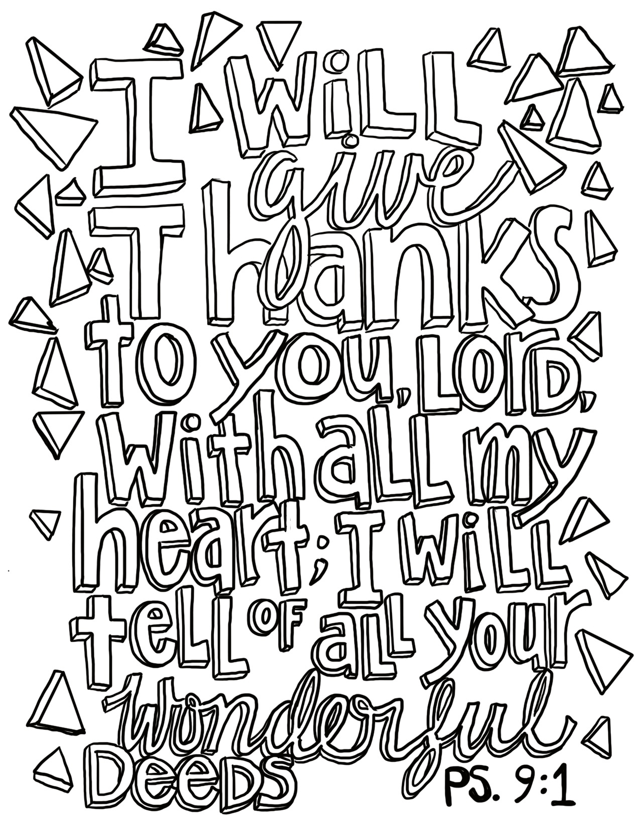 Free Coloring Page Psalm 9:1 – From Victory Road in Free Printable Psalm Coloring Pages