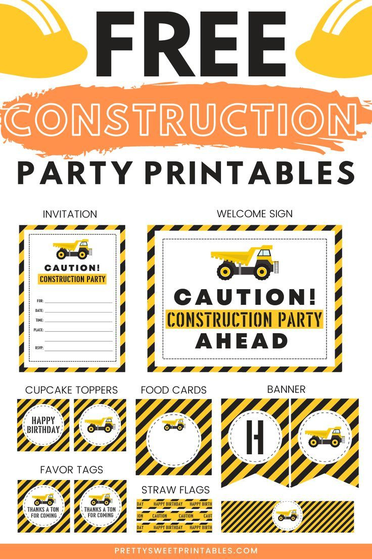 Free Construction Party Printables in Construction Party Free Printables