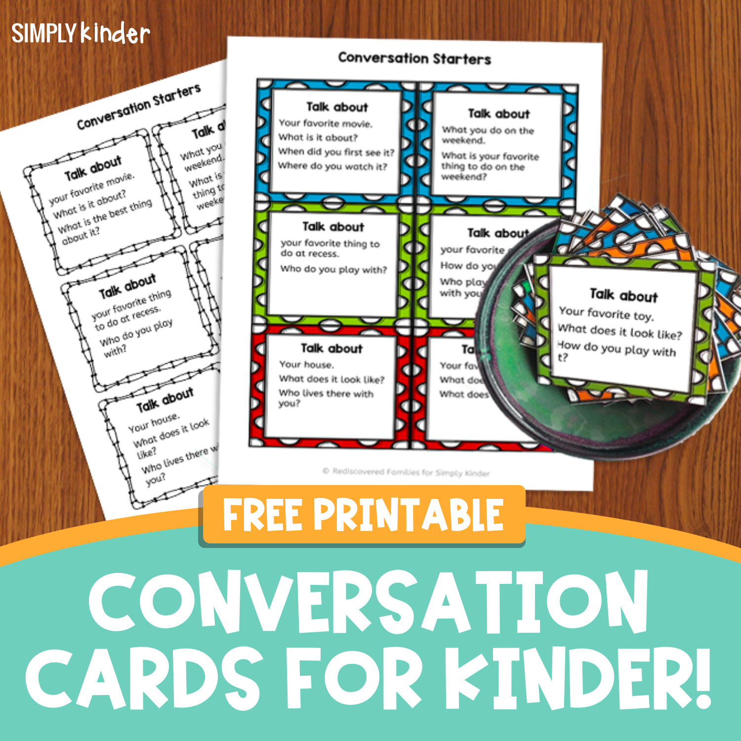 Free Conversation Cards To Help Kinders Practice Speaking And in Free Printable Conversation Cards