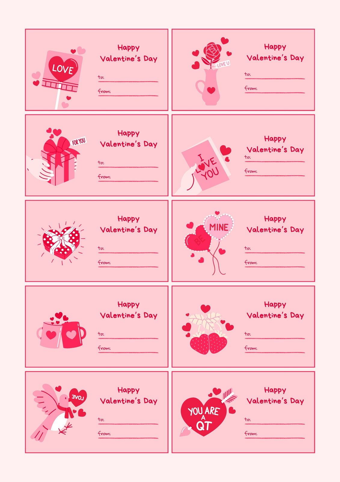 Free Custom Printable Valentines Day Tag Templates | Canva in Valentines Gift Tags Free Printable