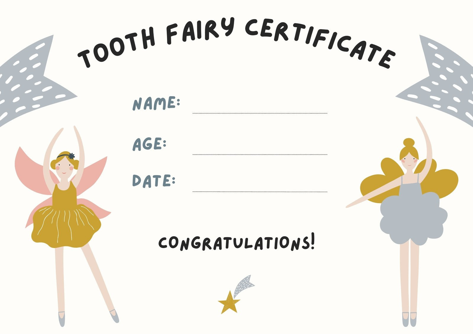 Free Customizable Tooth Fairy Certificate Templates | Canva with Printable Tooth Fairy Certificates Free