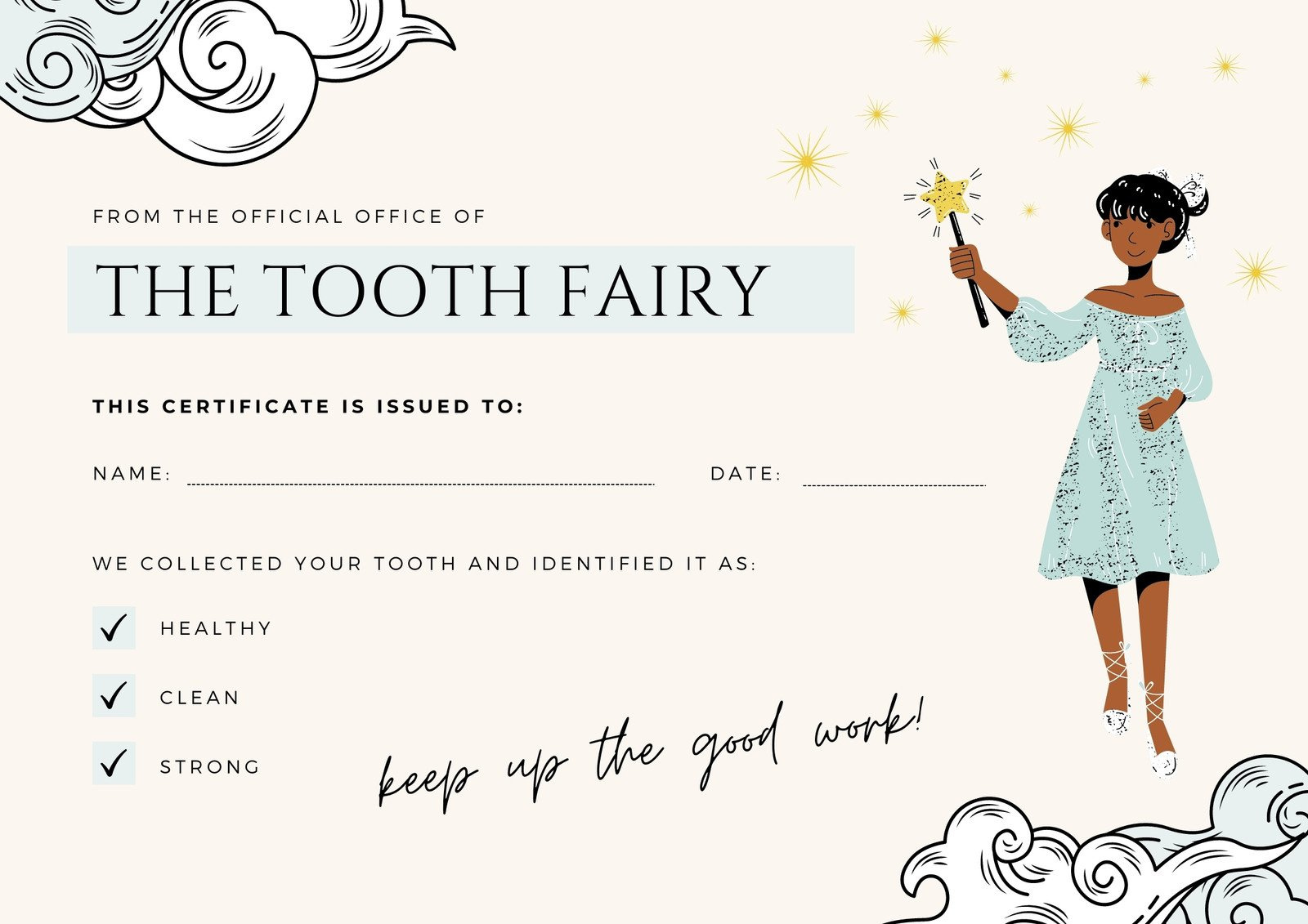 Free Customizable Tooth Fairy Certificate Templates | Canva within Printable Tooth Fairy Certificates Free