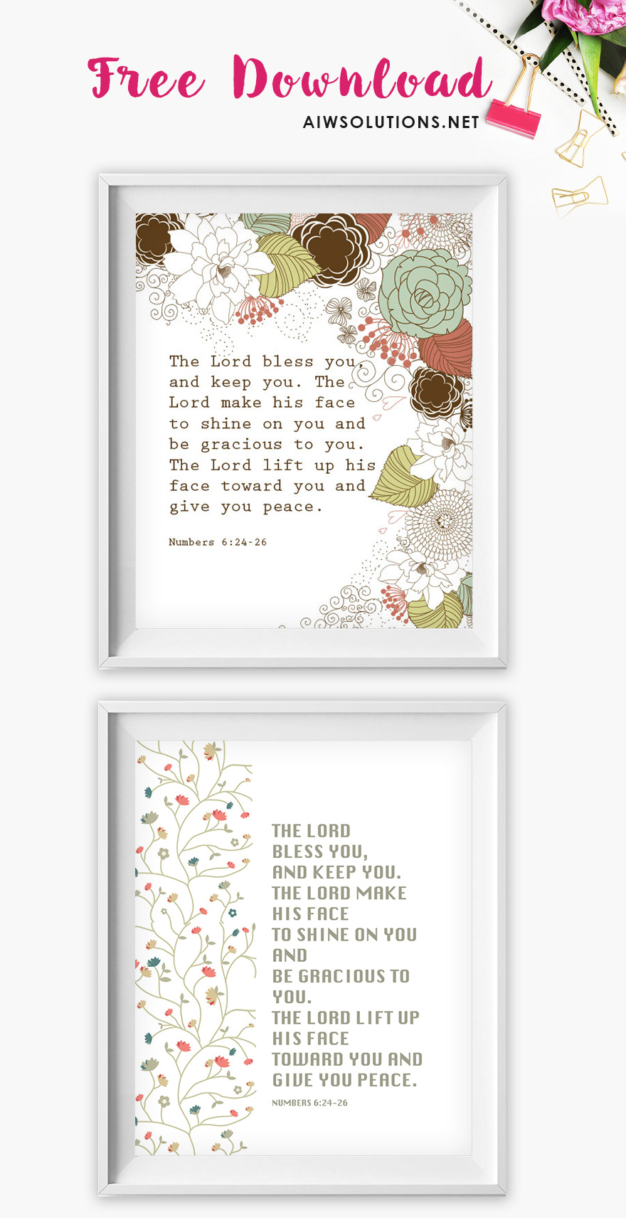 Free Download – Printable Scripture Art with regard to Numbers 6:24-26 Free Printable