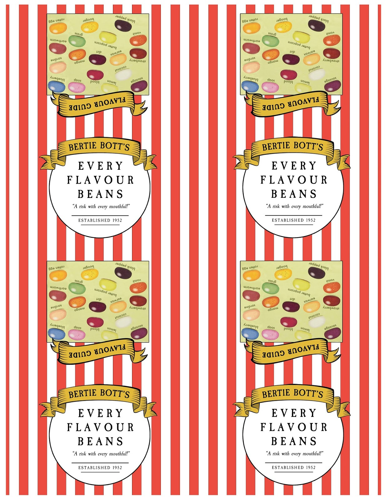 Free Downloadable Label For Bertie Bott&amp;#039;S Jelly Beans Using Trader for Free Printable Bertie Botts Every Flavor Beans Label