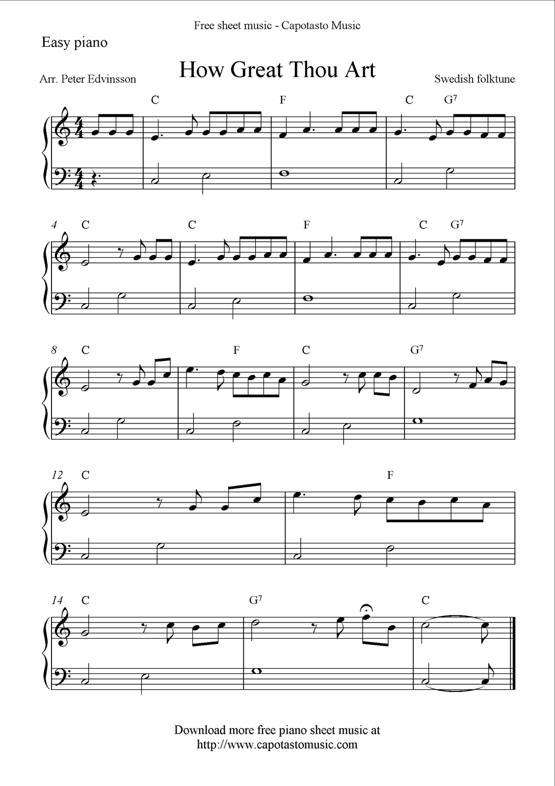 Free Easy Piano Sheet Music, How Great Thou Art - Worksheets Library inside Easy Sheet Music For Piano Free Printable