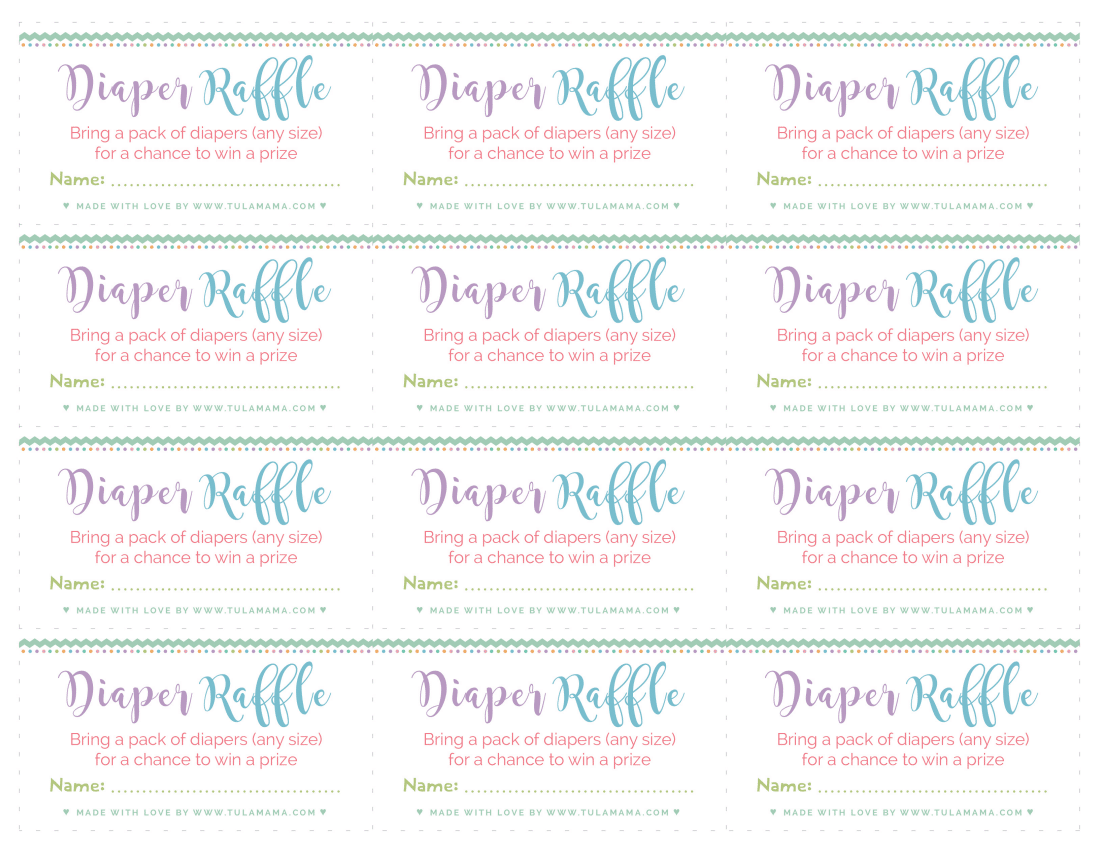 Free, Easy To Print Diaper Raffle Tickets - Tulamama for Free Printable Diaper and Wipe Raffle