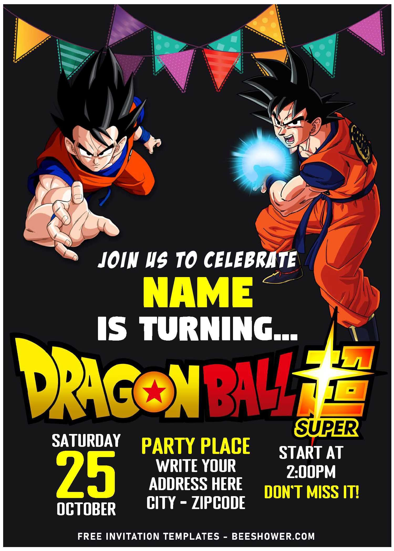 Free Editable Pdf) Dragon Ball Z Super Goku &amp;amp; Vegeta Birthday pertaining to Free Printable Dragon Ball Z Invitation Template