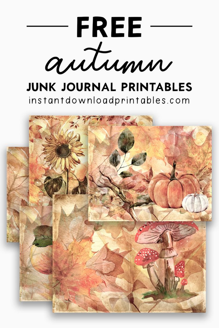 Free Fall Autumn Junk Art Journal Scrapbook Digital - Instant throughout Free Art Journal Printables