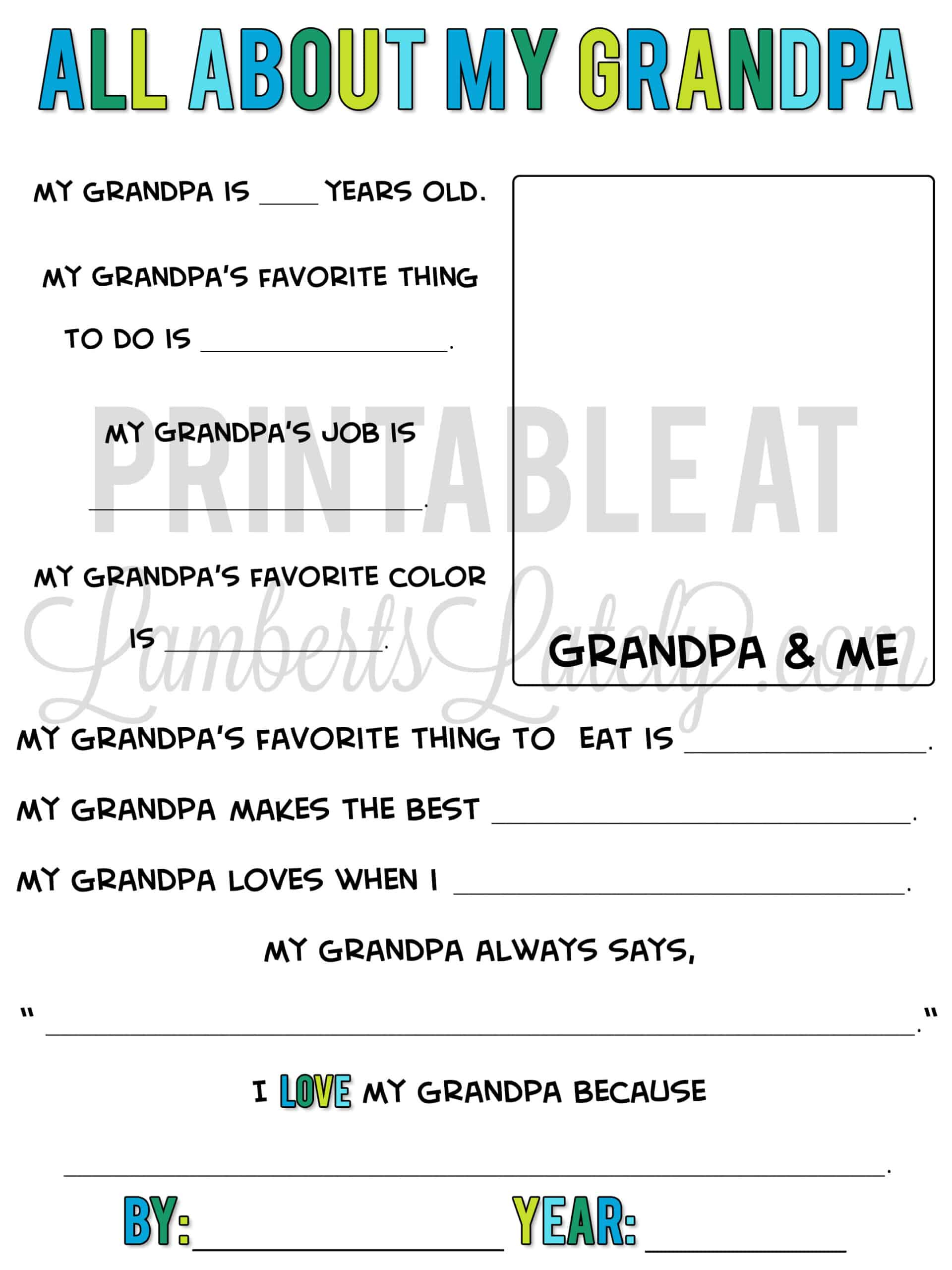 Free Father&amp;#039;S Day Questionnaire Printable | Lamberts Lately with regard to Grandpa Questionnaire Free Printable