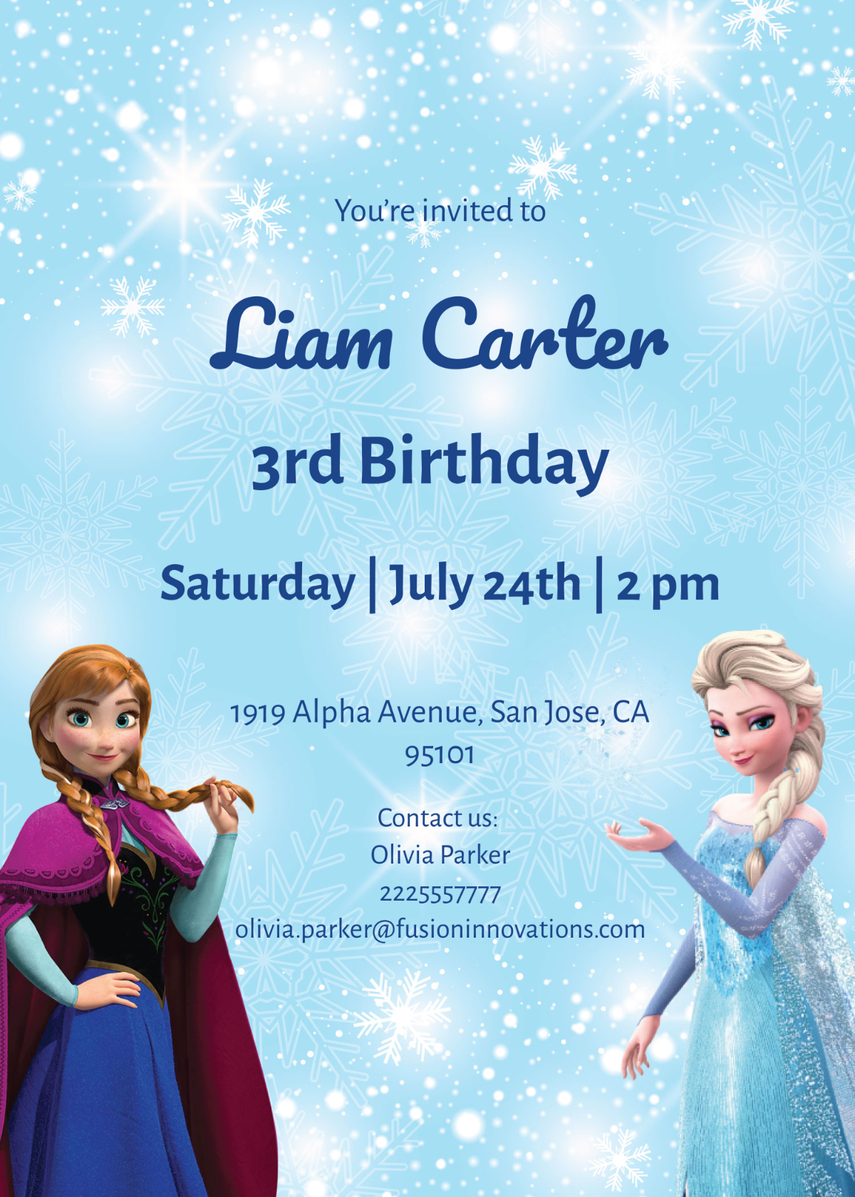 Free Frozen Elsa Birthday Invitation Template - Edit Online throughout Free Frozen Birthday Invitation Printables