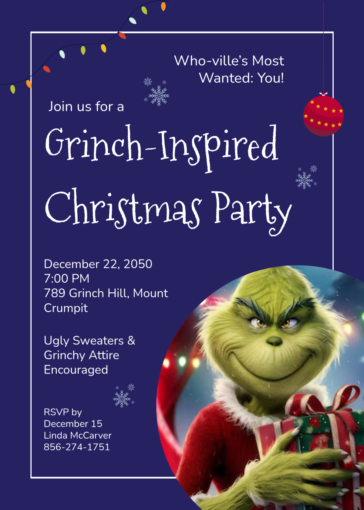 Free Grinch Christmas Invitation Template - Edit Online &amp;amp; Download within Free Printable Grinch Invitation Template