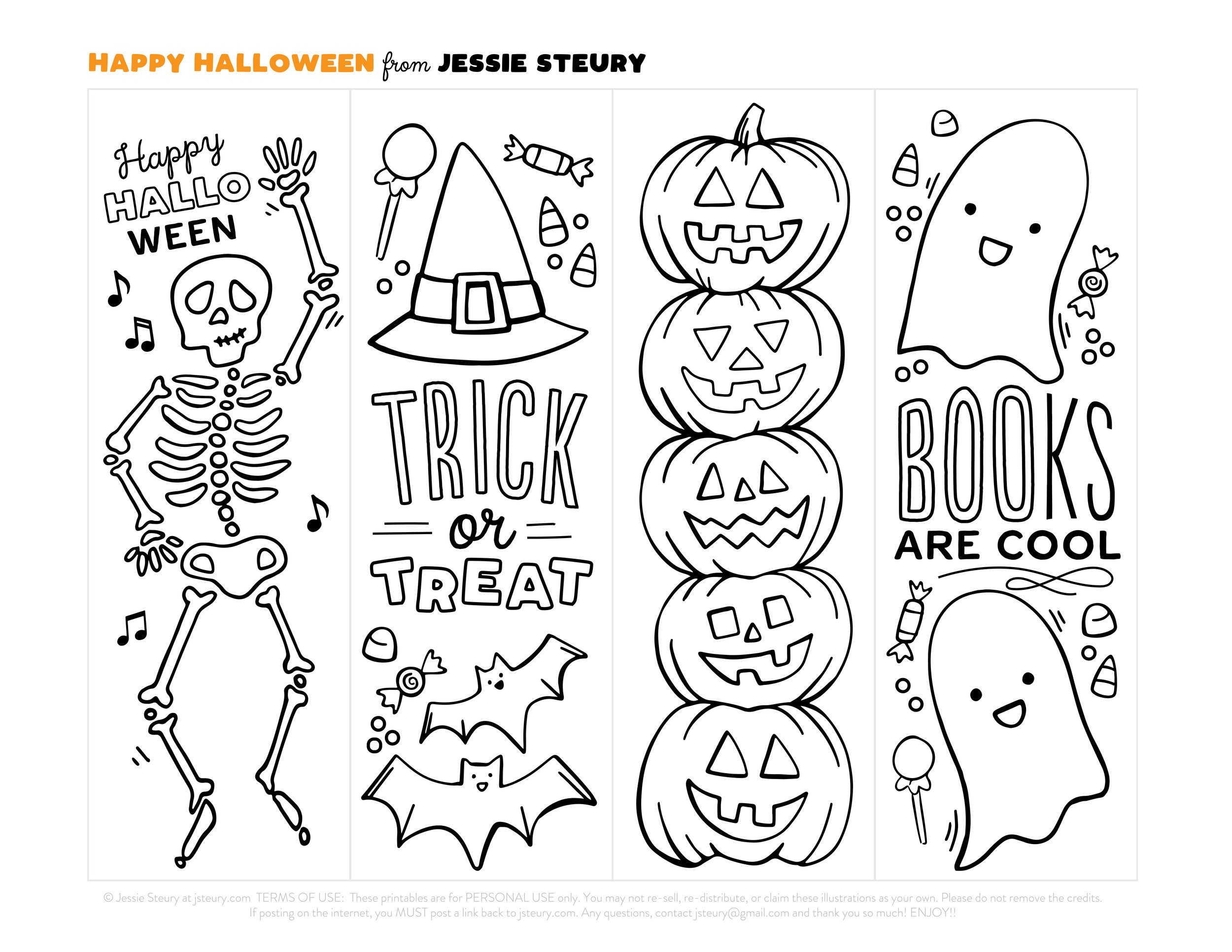 Free Halloween Bookmarks — Jessie Steury regarding Free Printable Halloween Bookmarks