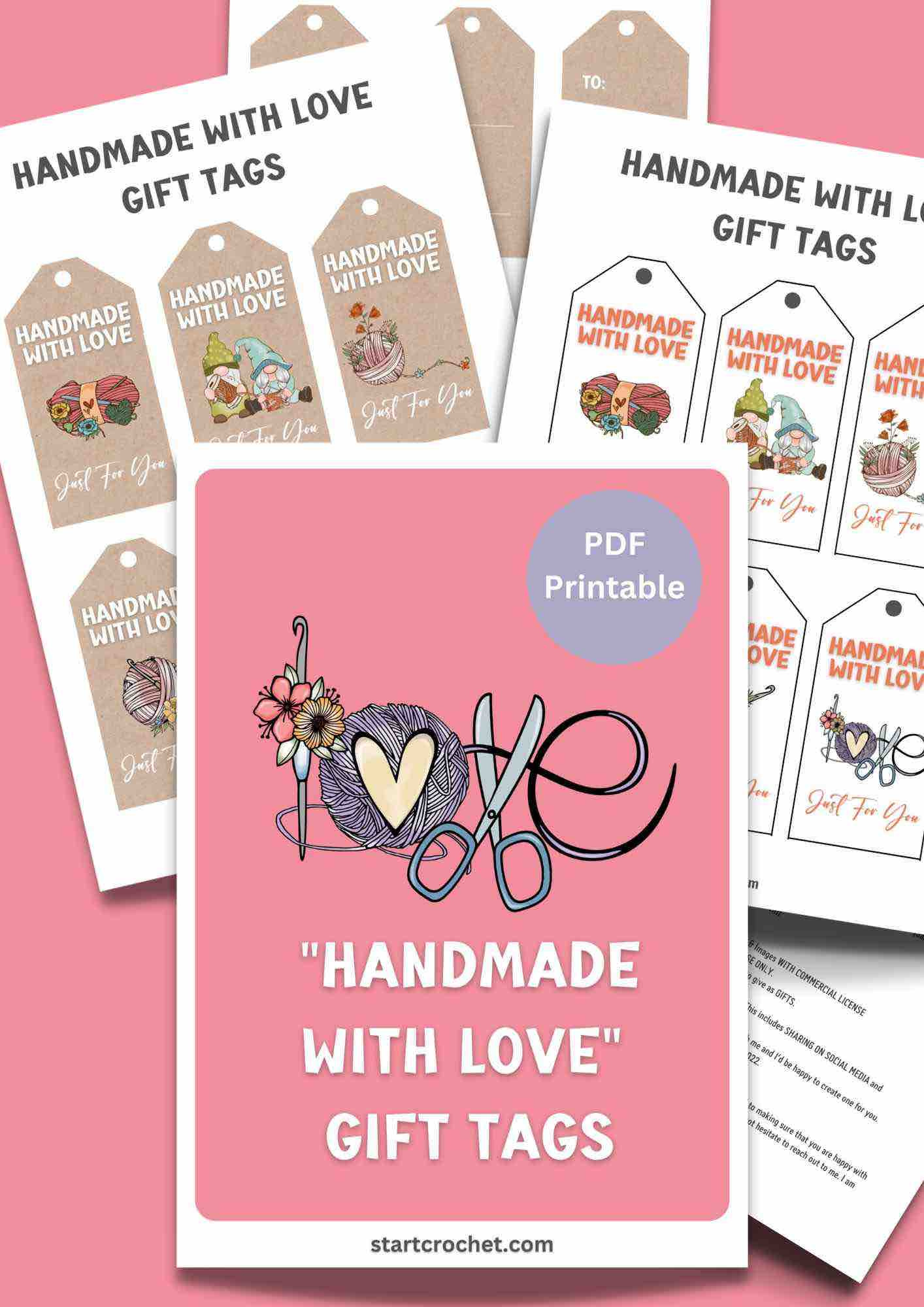 Free “Handmade With Love” Printable Gift Tags - Start Crochet with regard to Free Printable Handmade With Love Printable Tags