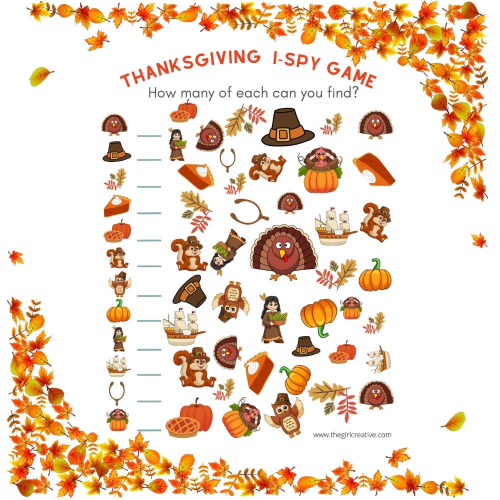 Free I-Spy Thanksgiving Printables - The Girl Creative inside Thanksgiving I Spy Free Printable