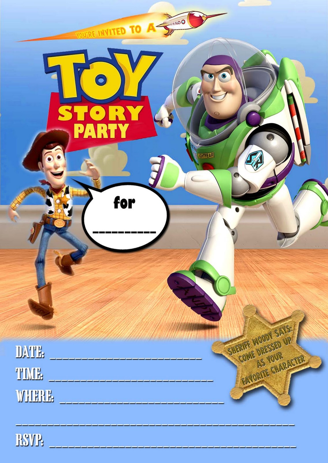 Free Kids Party Invitations: Toy Story Party Invitation intended for Toy Story Invitations Printable Free