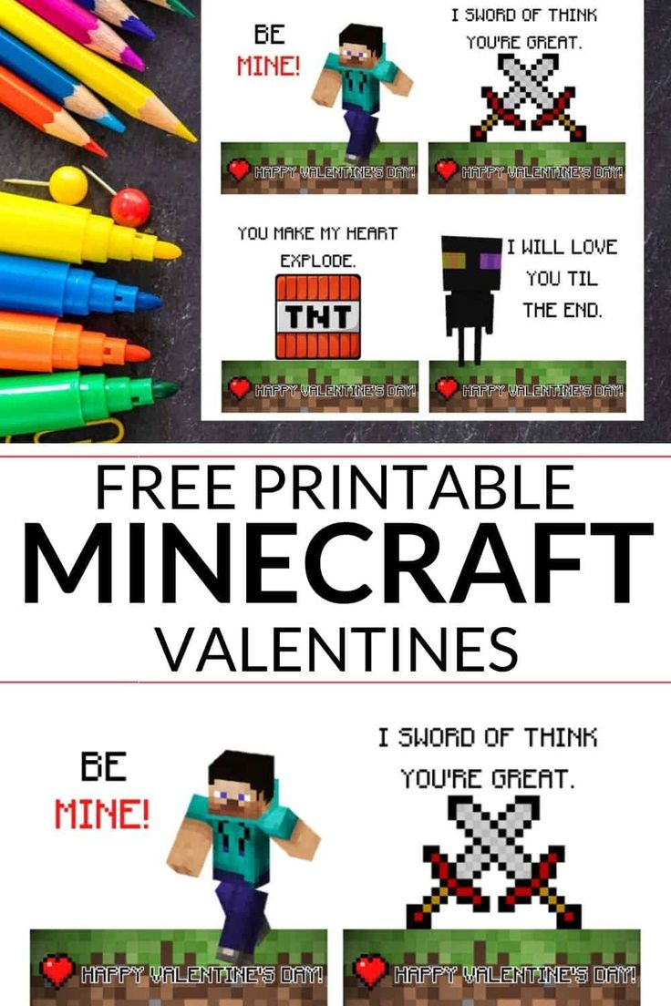 Free Minecraft Valentines Printable within Minecraft Valentine Cards Printable Free