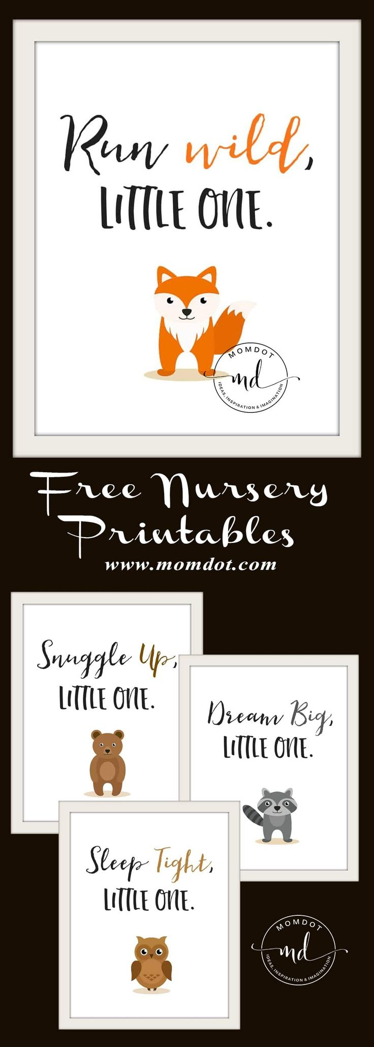 Free Nursery Printables: Animal Set Of 4 - Momdot with Free Woodland Nursery Printables