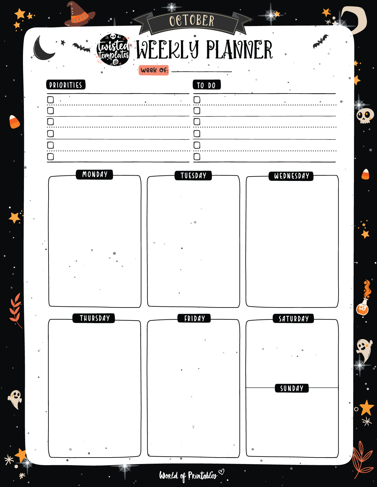 Free October Witchy Planners - World Of Printables for Free Witchy Planner Printables