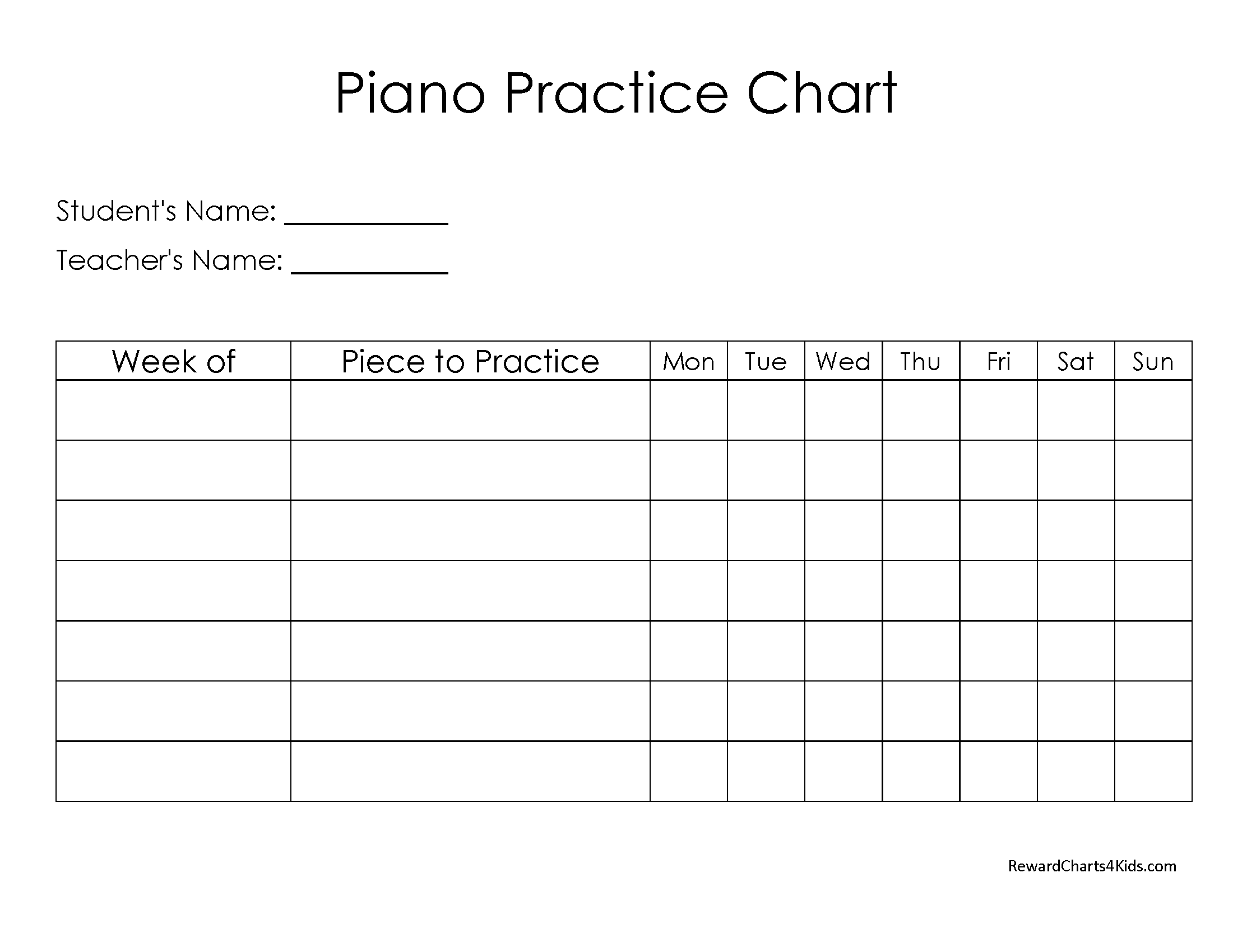 Free Piano Practice Chart | Customize Online Then Print At Home for Music Practice Chart Printable Free