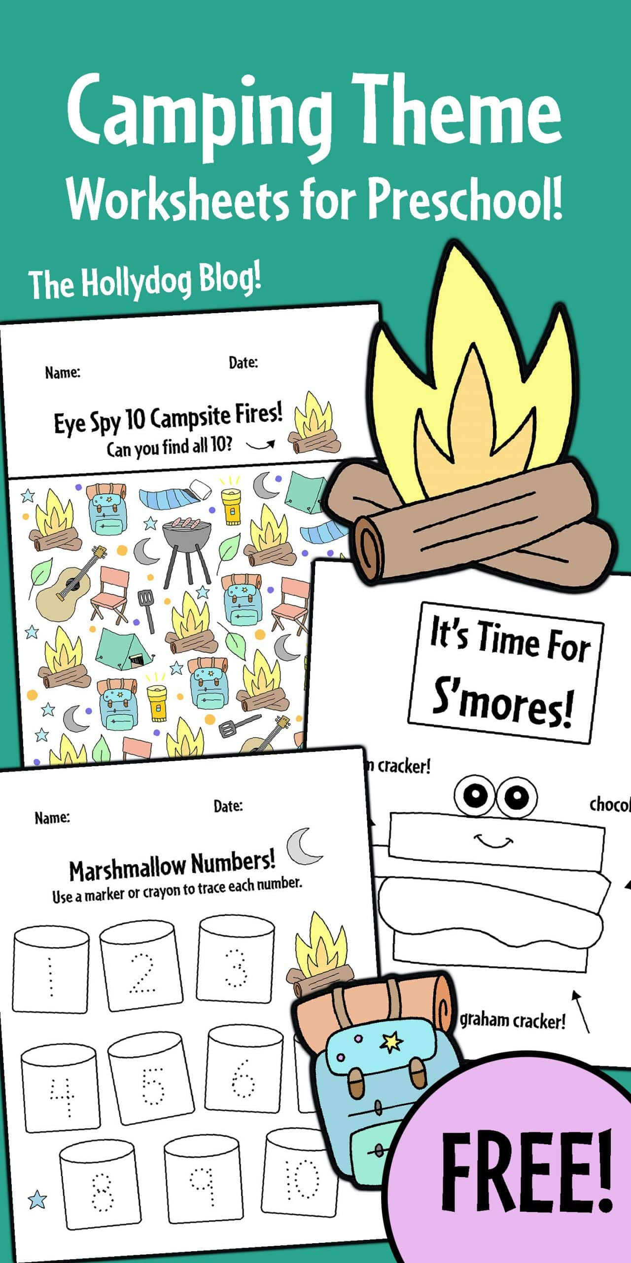 Free Preschool Camping Theme Worksheets! ⋆ The Hollydog Blog within Free Printable Camping Worksheets For Preschoolers