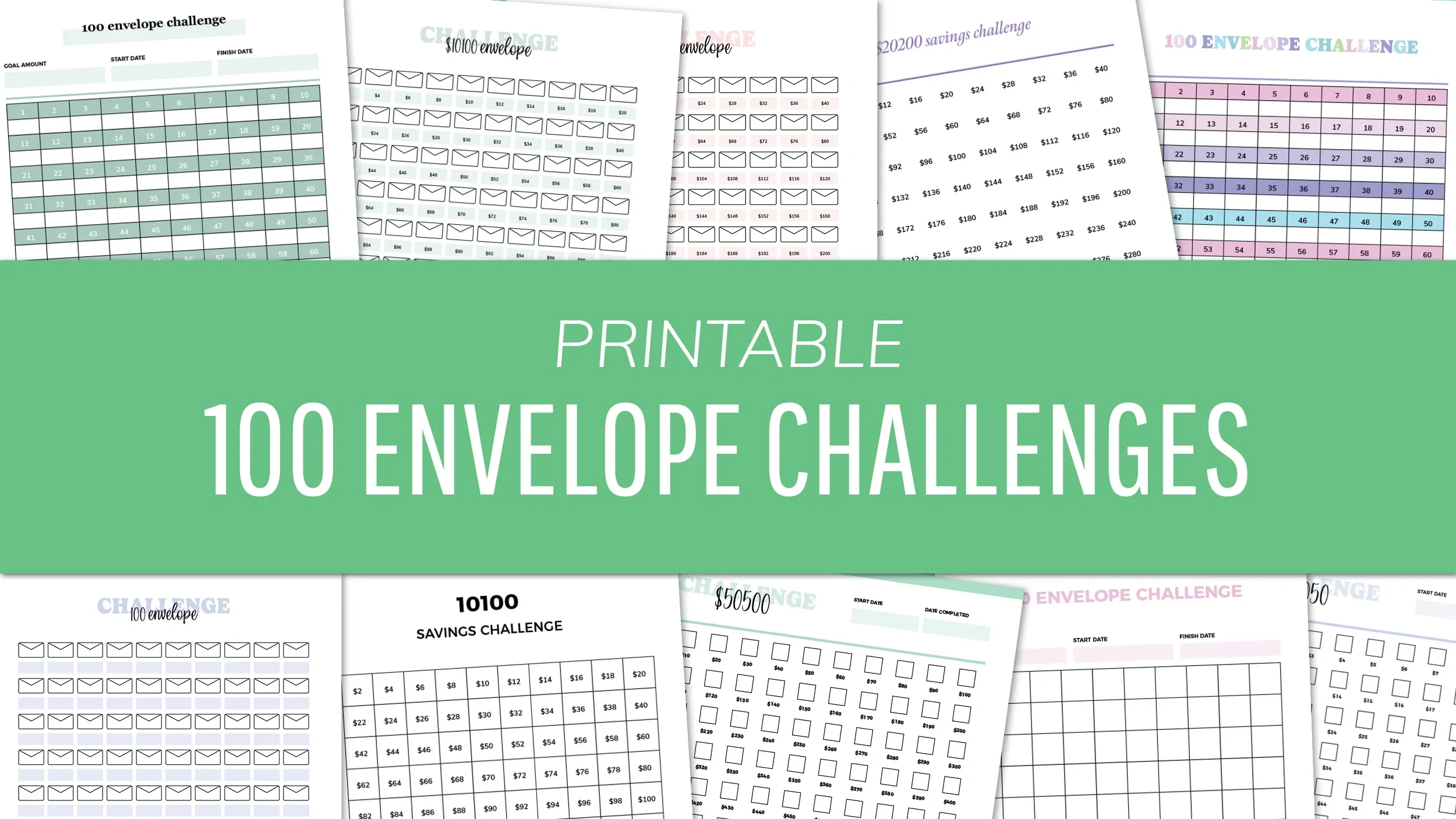 Free Printable 100 Envelope Challenges - $5050, $10100, $20200 And for 100 Envelope Challenge Tracker Free Printable