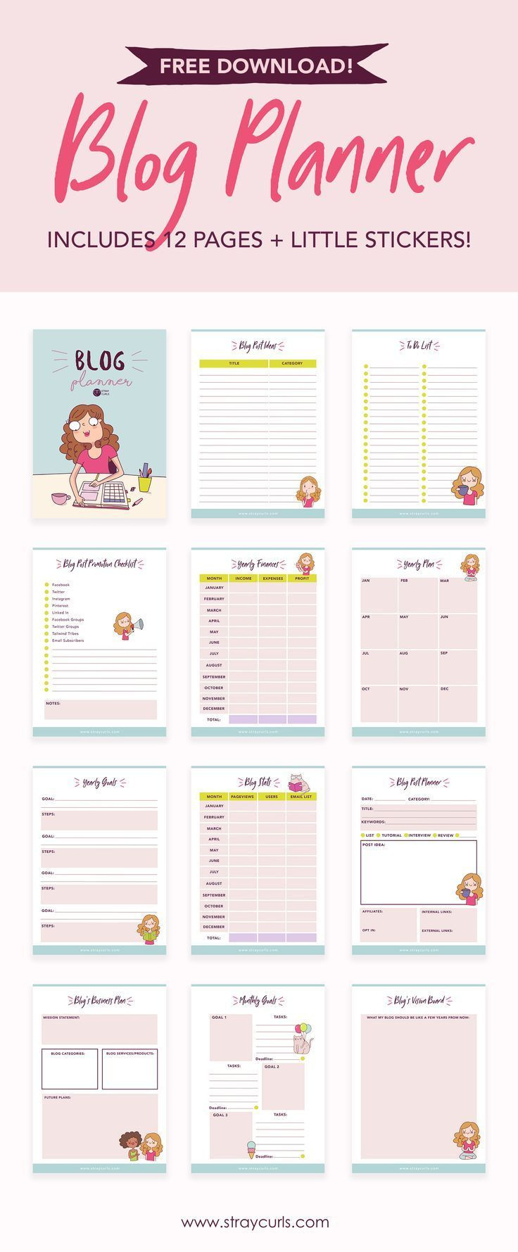 Free Printable 2024 Blog Planner intended for Blog Planner Printable Free