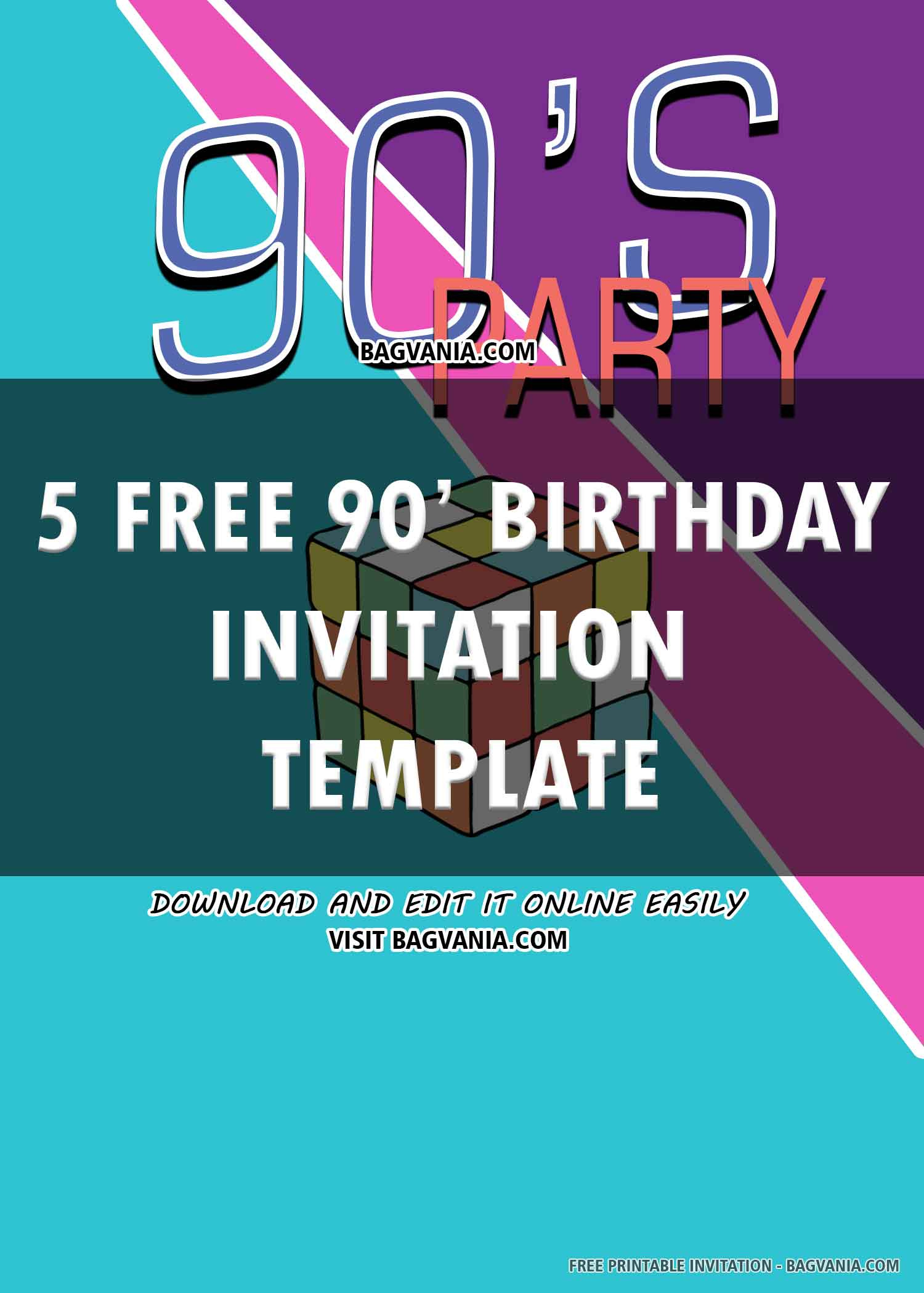 Free Printable) – 90&amp;#039;S Birthday Invitation Templates with regard to Printable 90s Invitation Template Free