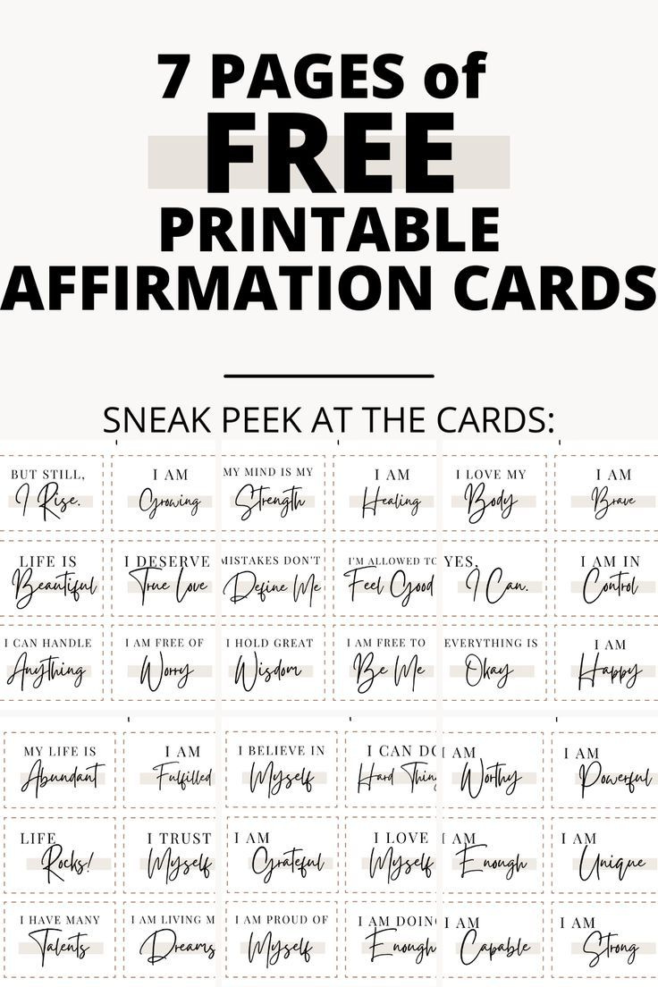 Free Printable Affirmation Cards (+ Affirmation Ideas) with regard to Free Printable Affirmations