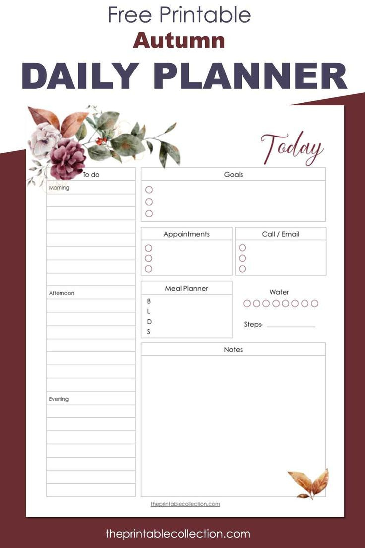 Free Printable Autumn Daily Planner for Free Daily Planner Autumn Printable