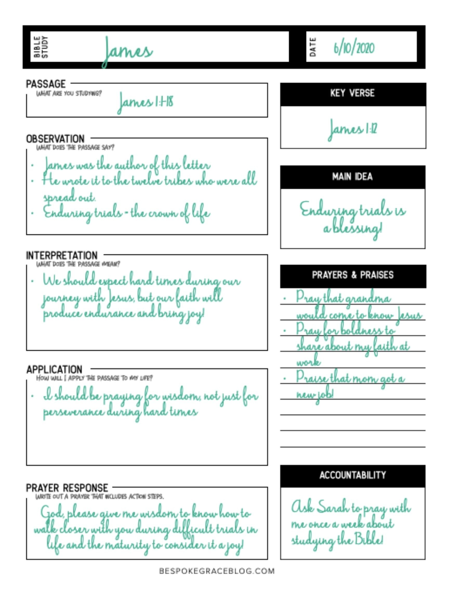 Free Printable Bible Study Worksheet — Bespoke Grace for Free Printable Bible Lessons For Youth