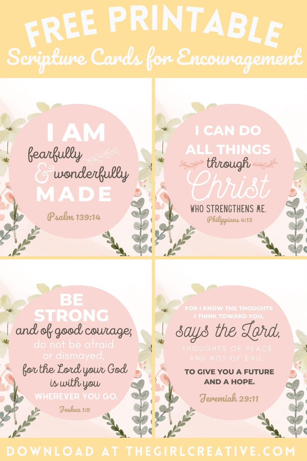 Free Printable Bible Verses For Encouragement - The Girl Creative for Bible Verses Printables Free