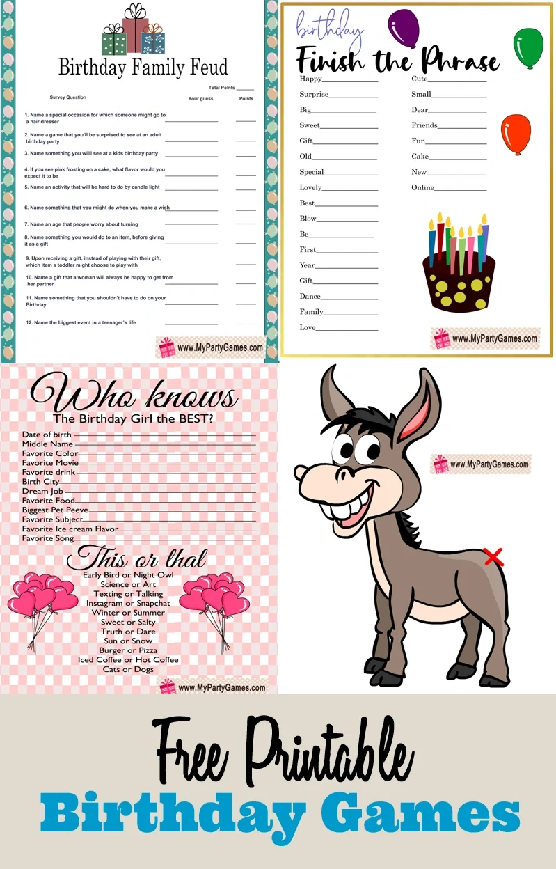 Free Printable Birthday Party Games regarding 40th Birthday Games Free Printable