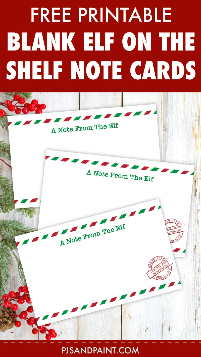 Free Printable Blank Elf On The Shelf Note Cards - Pjs And Paint in Elf on the Shelf Printable Note Cards Free