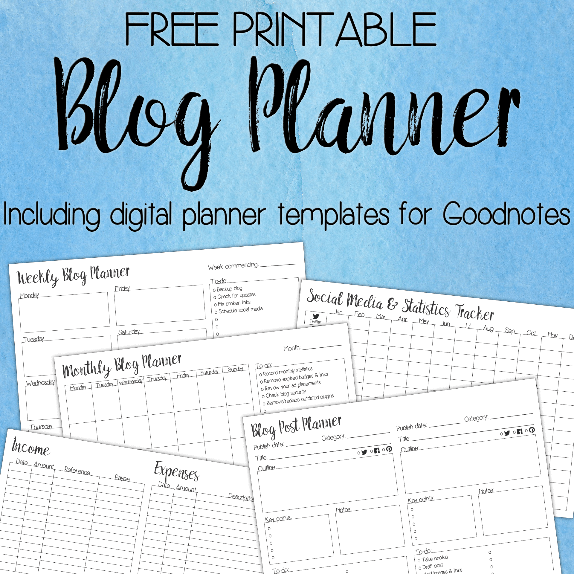 Free Printable Blog Planner – Inc. Digital Goodnotes Templates regarding Blog Planner Printable Free