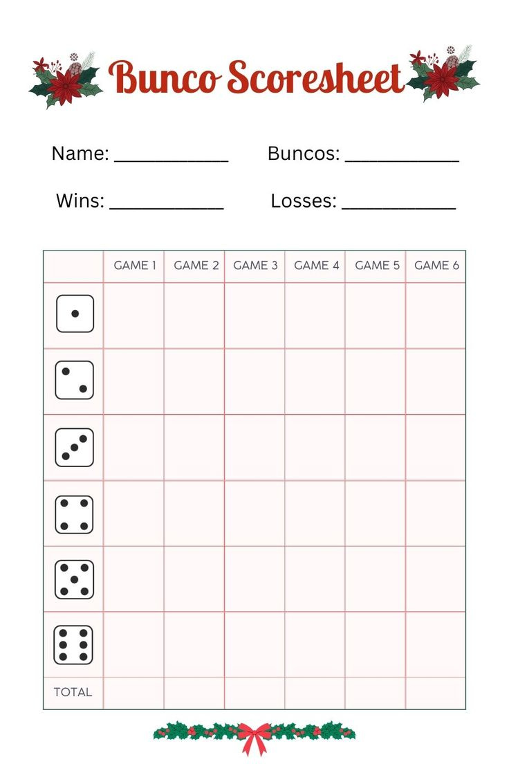 Free Printable Bunco Score Sheets + Table Tally Sheet [Pdf within Free Printable Bunco Score Sheets Christmas